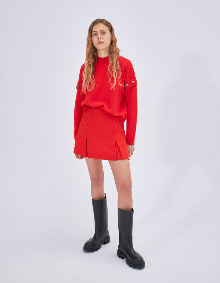 Women’s tangerine A-line short skirt-6