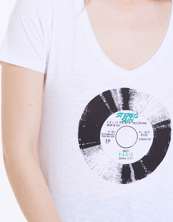Camiseta de algodón blanco visual vinilo mujer-4 Camiseta de algodón blanco visual vinilo mujer-4