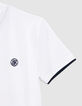 Polo blanc coton bio col zippé garçon-8