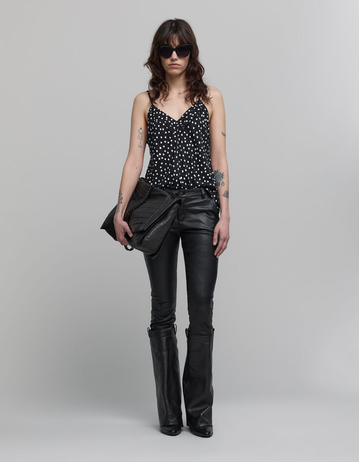 Zwart hemdje dunne bandjes LENZING™ ECOVERO™ Dames stippen-1