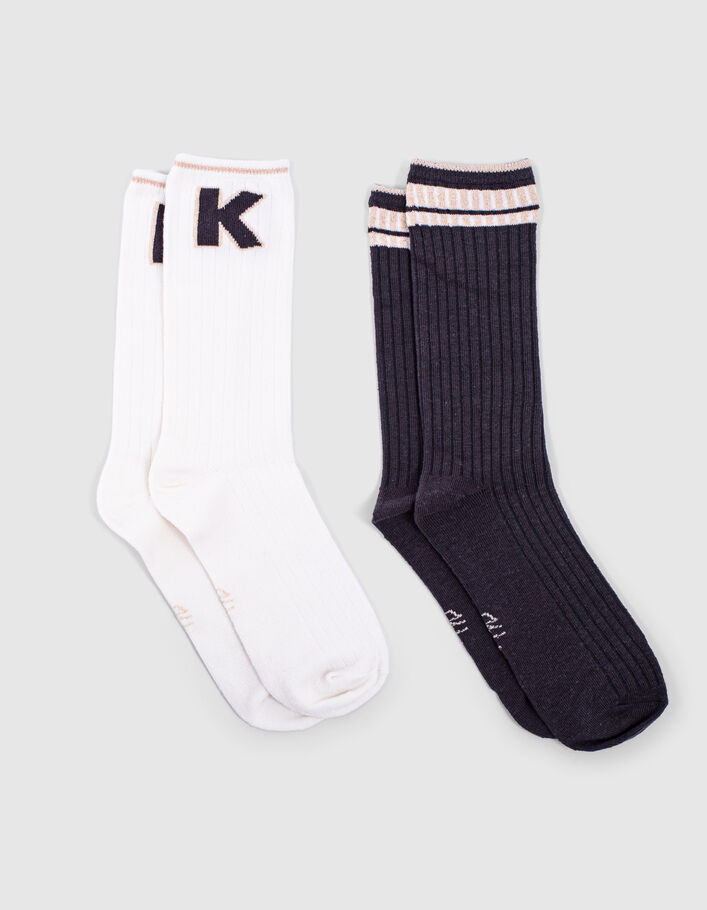 Girls’ ecru and grey socks - IKKS