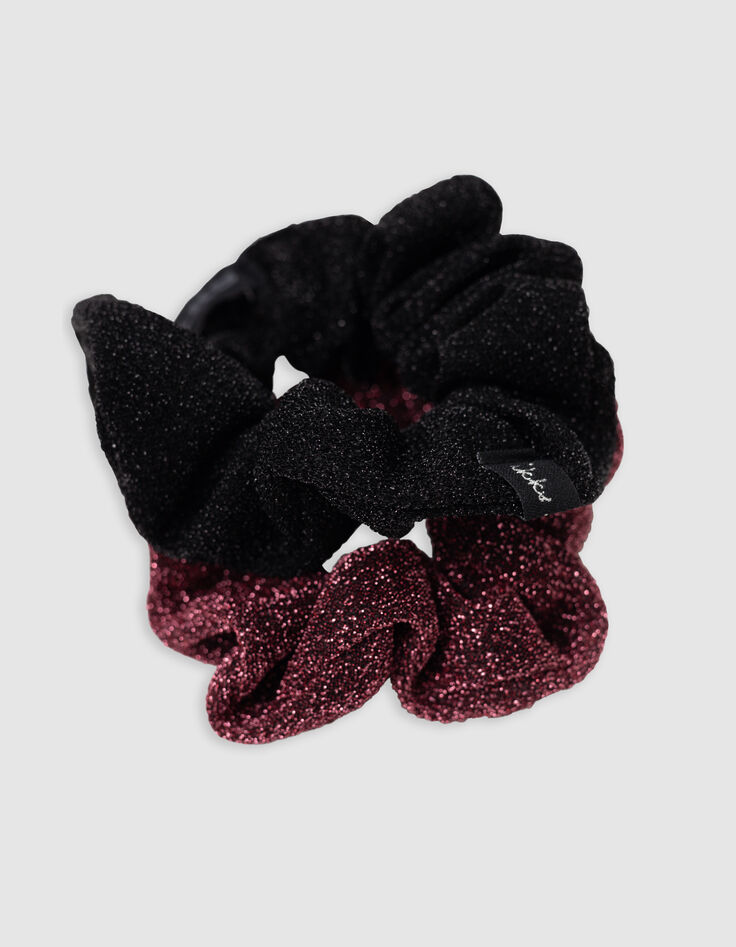 Schwarze und rosa Glitzer Haargummis f&uuml;r M&auml;dchen-4