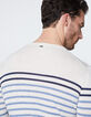 Pull marinière off white à rayures bicolores Homme-5