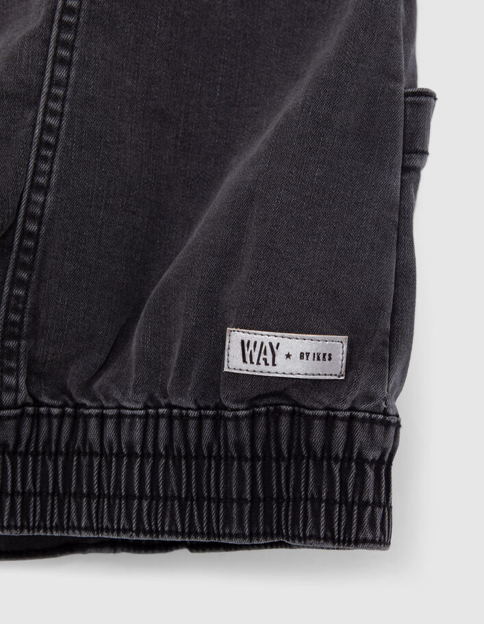 Veste en jean noire délavée sans manches fille - IKKS