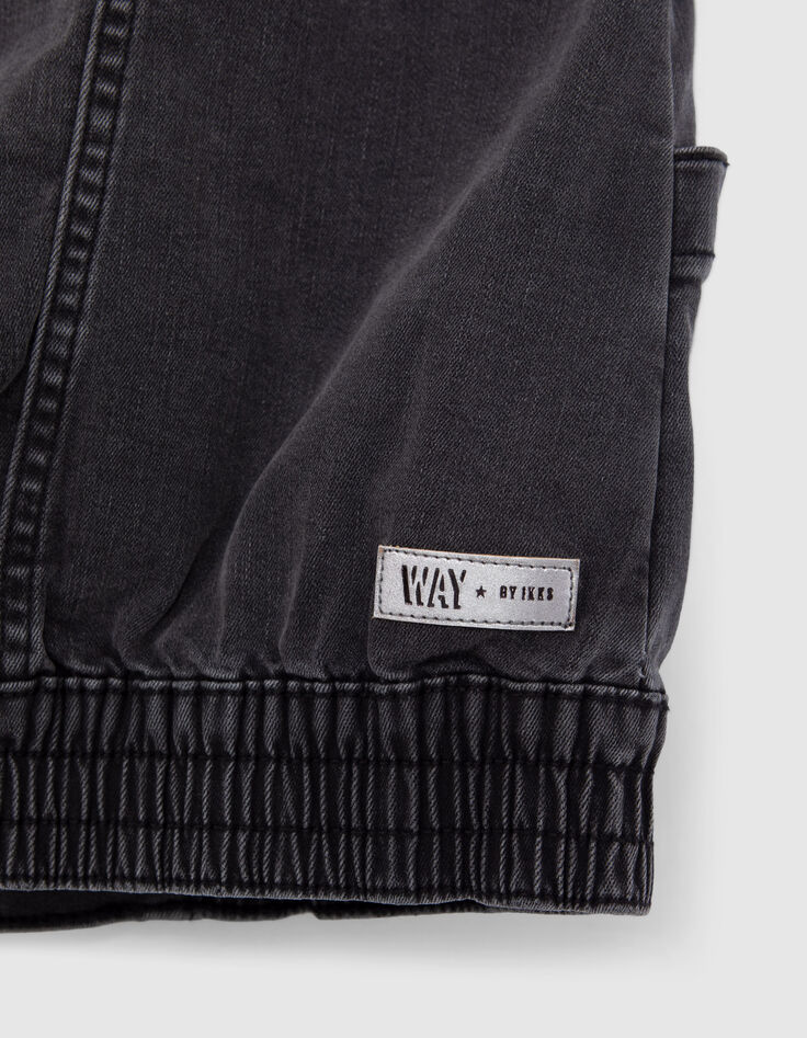 Ärmellose Mädchen-Jeansjacke in verwaschenem Schwarz-7