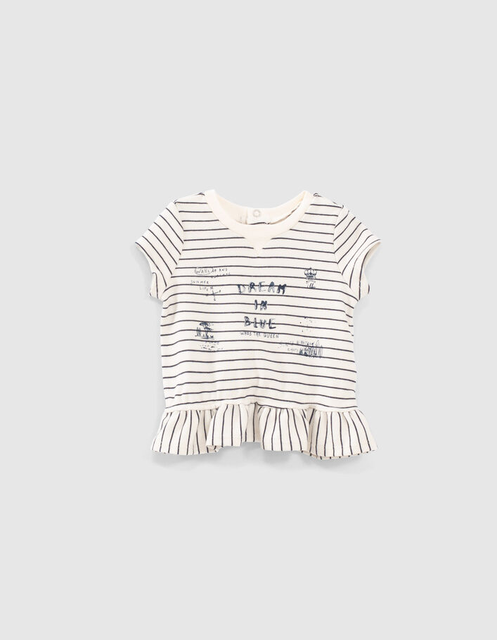 Tee-shirt marinière bio à basque bébé fille  - IKKS