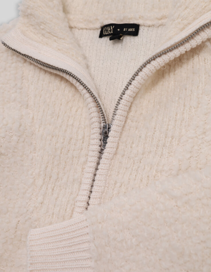 Chaqueta de punto con cremallera en color crudo para ni&ntilde;a-3
