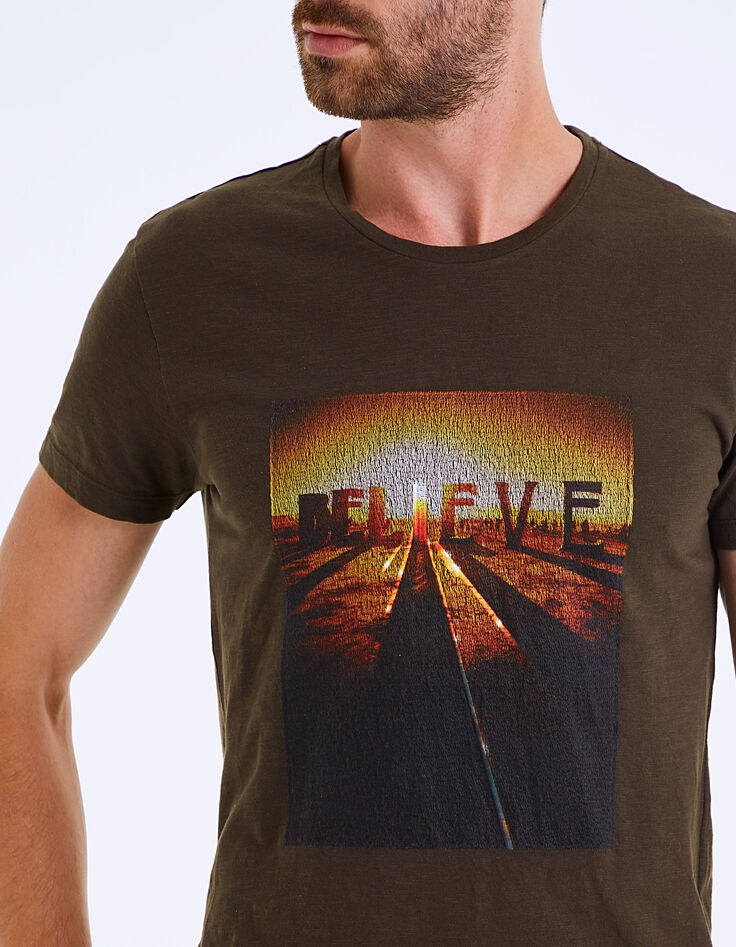 Tee-shirt bronze brodé Believe Homme-5 Tee-shirt bronze brodé Believe Homme-5