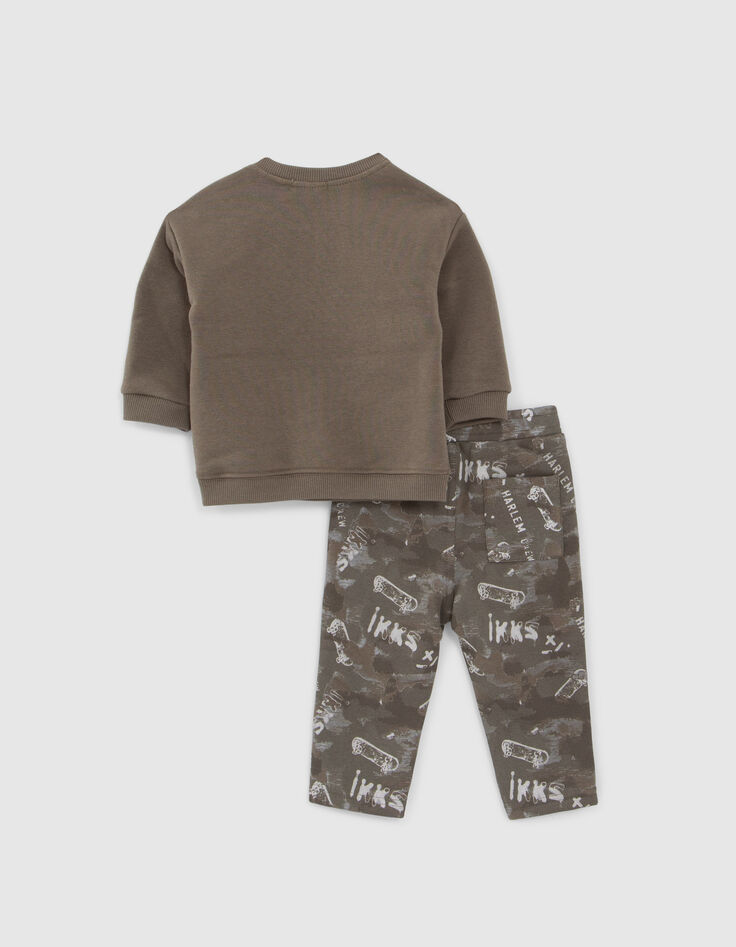 Baby boys’ camouflage joggers and khaki sweatshirt outfit-2