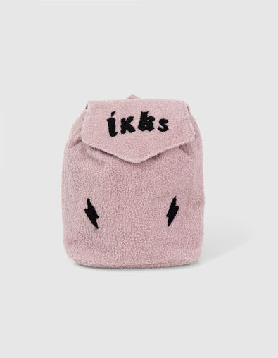 Sac à dos rose poudré bouclette brodé éclairs bébé fille - IKKS