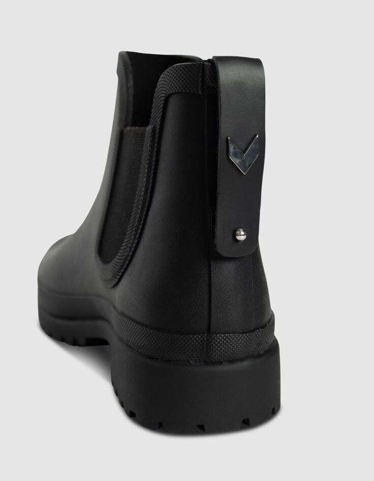 Schwarze Chelsea-Damengummistiefel Profilsohle-5