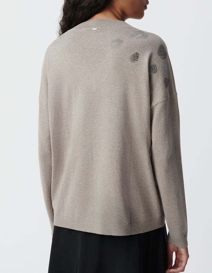 Sesam-Strickpullover Leopardenmuster Mikro-Nieten Damen-3