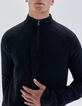 Marineblauer Herrenrippstrickpullover mit Troyerkragen-1