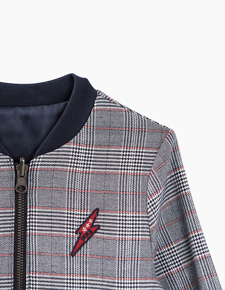 Bomber reversible príncipe de Gales y navy satinada niña-6