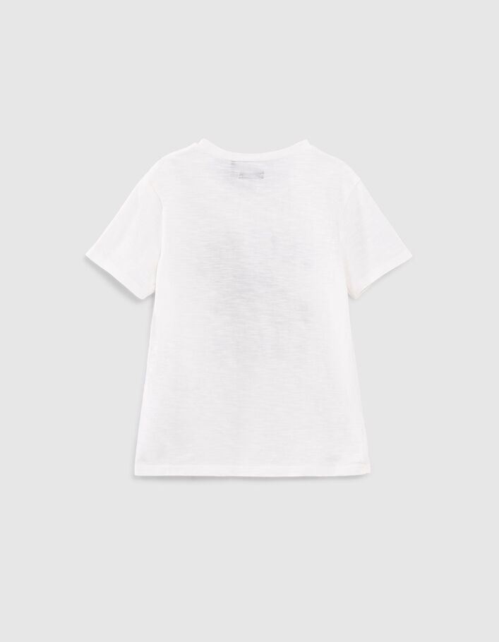 T-shirt blanc cassé bio à visuel baskets garçon  - IKKS