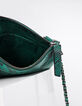 Sac double pochette Reporter cuir vert effet serpent femme-5