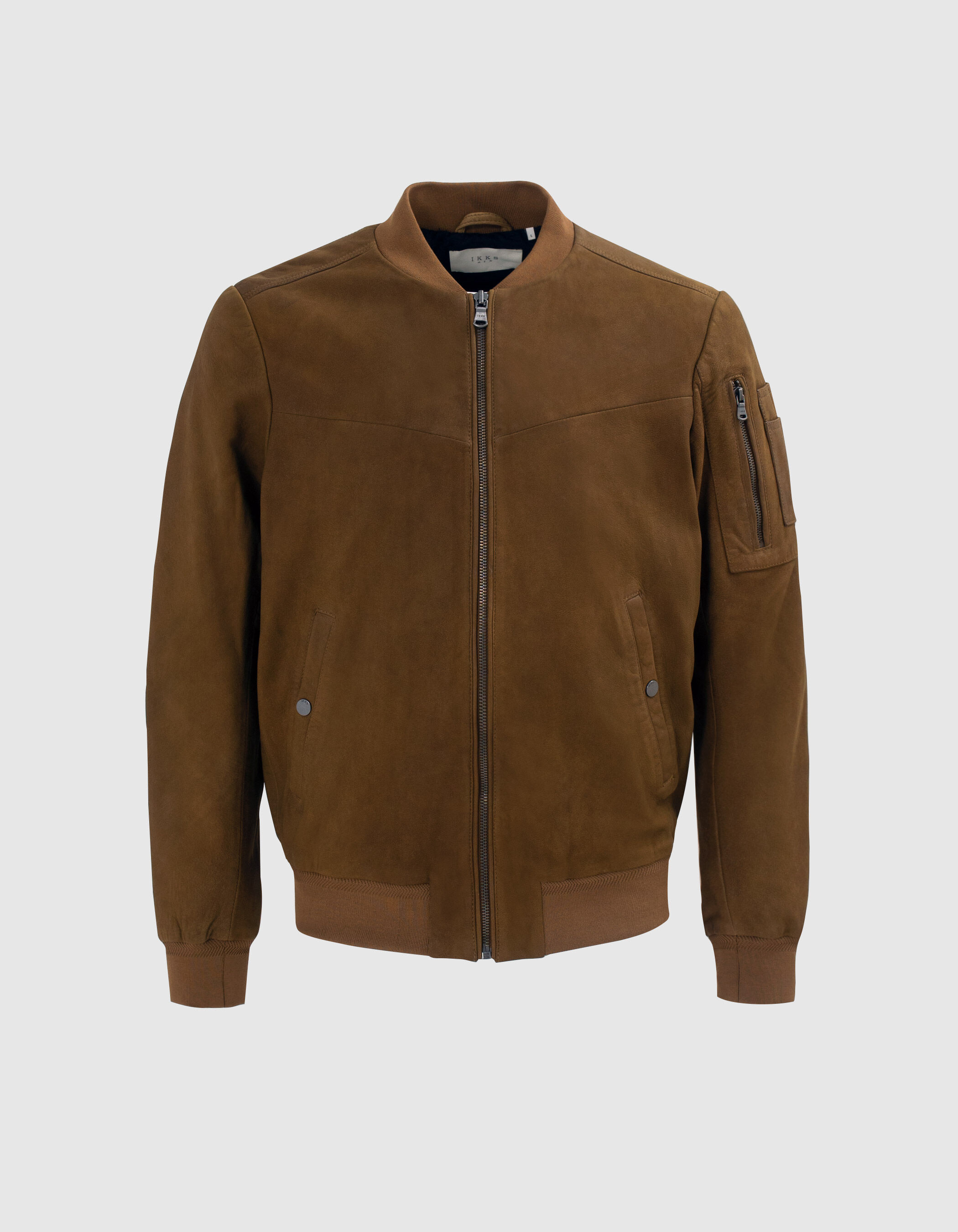 Bomber beige en cuir poches zipp es Homme