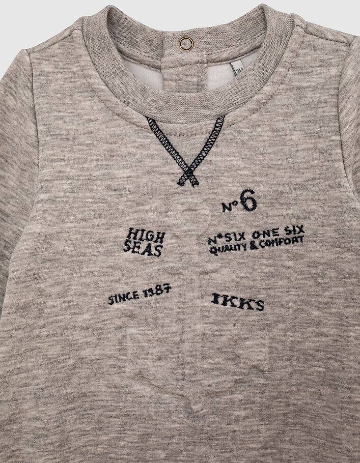 Baby girls’ mid-grey marl textured anchor sweatshirt-dress-2