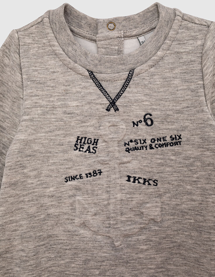 Robe-sweat gris chiné moyen ancre reliefée bébé fille-2