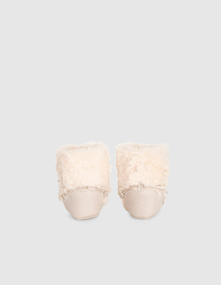 Baby girls’ ecru fur-lined lace-up boots-2