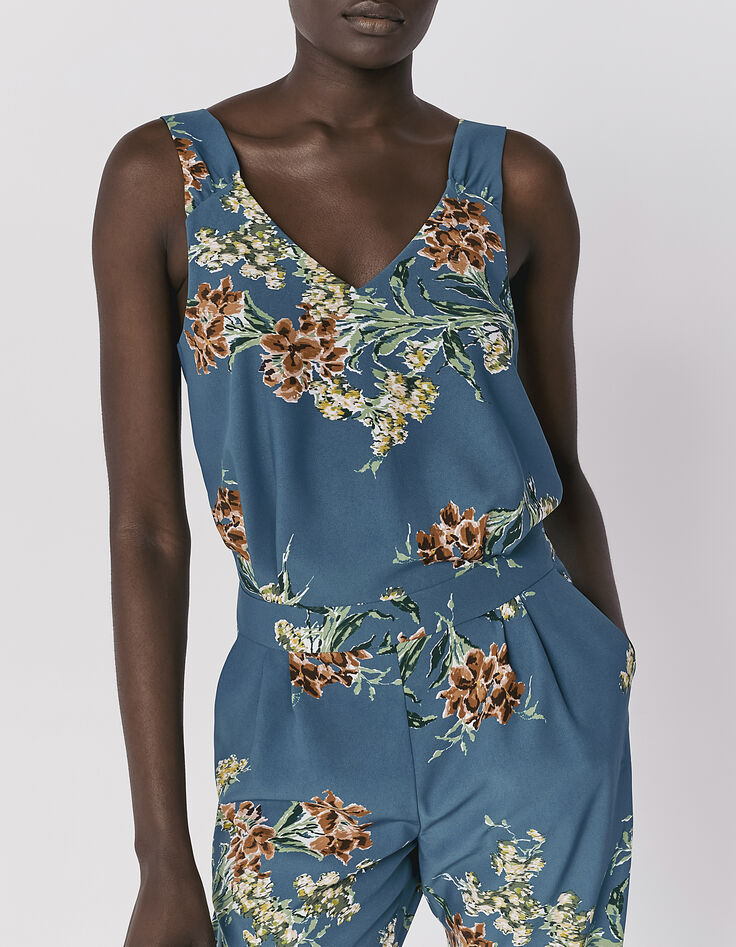 Women’s flower bouquet print long jumpsuit-2