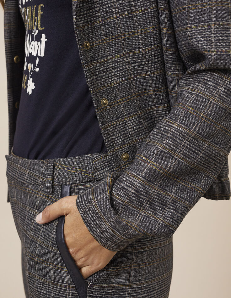 Veste courte fauve à motif prince-de-galles I.Code-4