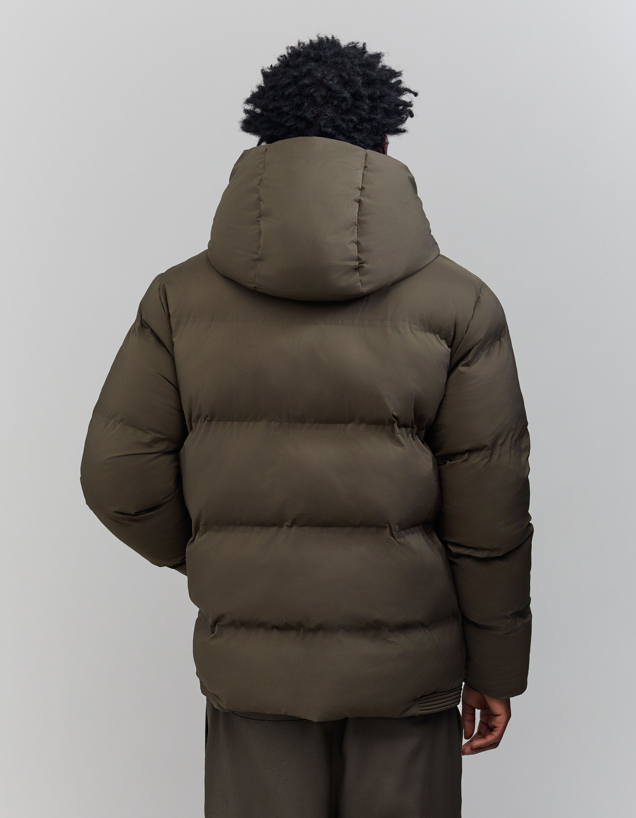 Men s dark khaki quilted padded jacket IKKS