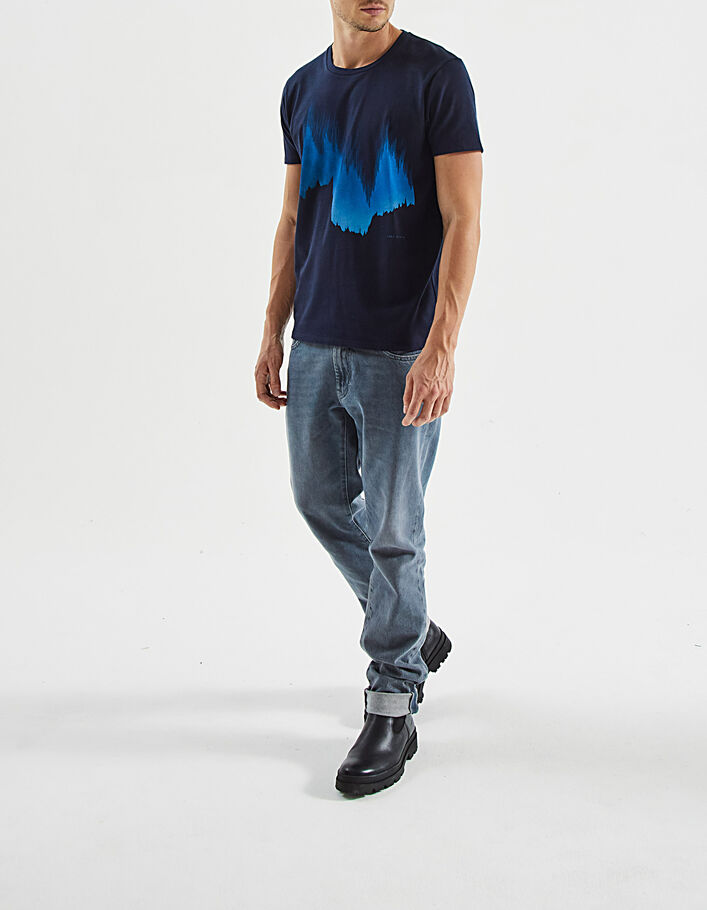 Camiseta azul oscuro visual contraluz DRY FAST Hombre - IKKS