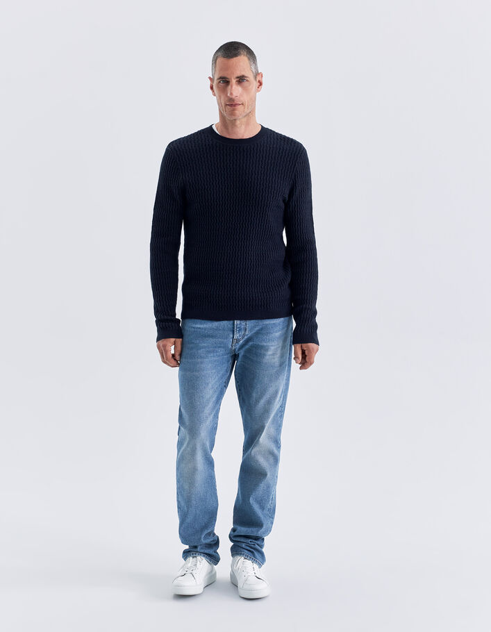 Men’s navy textured knit sweater