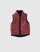 Blauer 2-in-1-Jungenparka mit roter Steppweste mit Karos-2