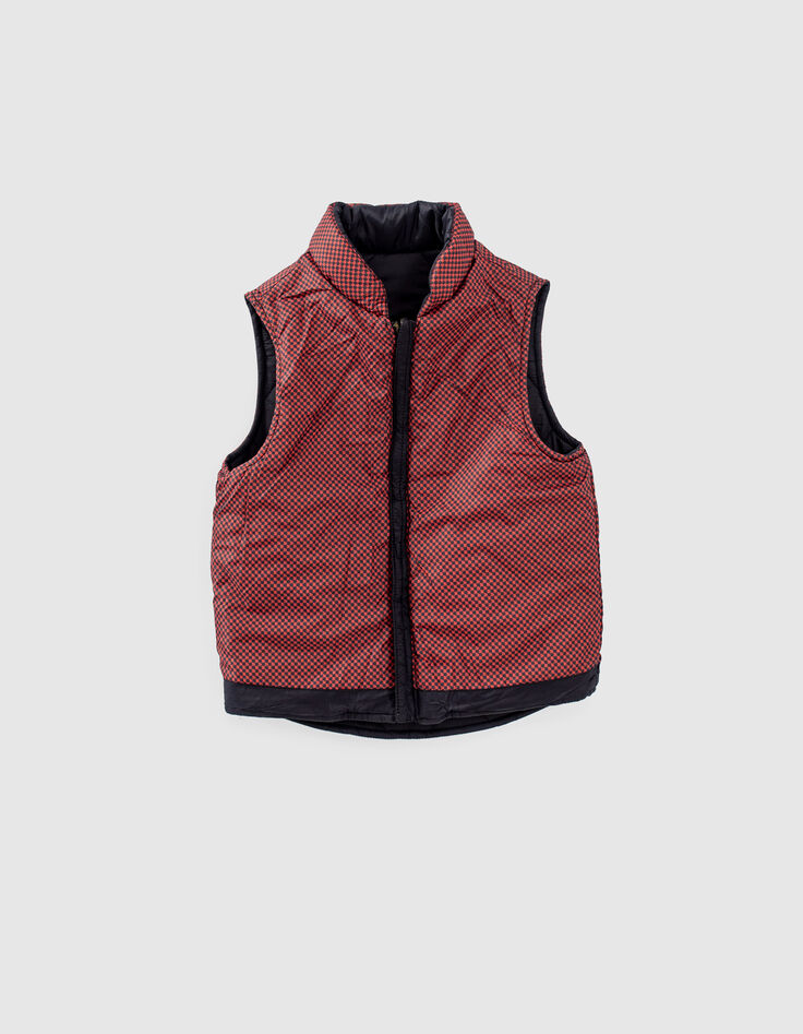 Blauer 2-in-1-Jungenparka mit roter Steppweste mit Karos-2