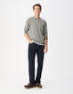 Pull manches longues kaki tricot moulin&eacute; Homme-2