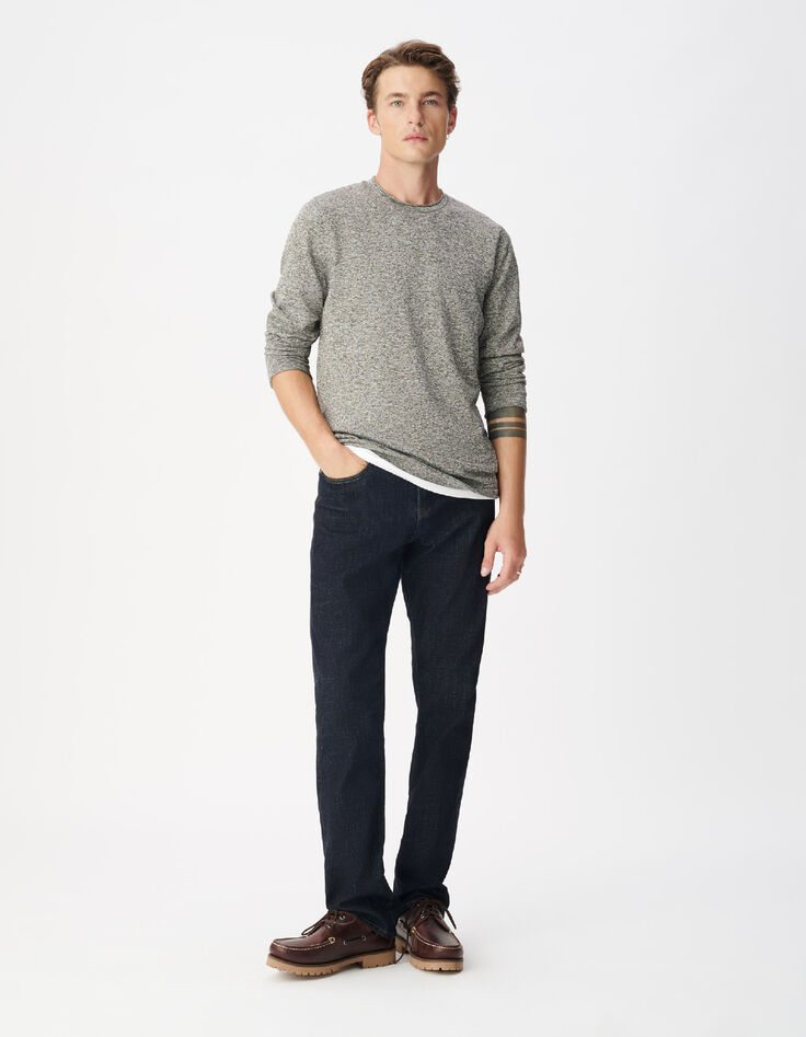 Pull manches longues kaki tricot moulin&eacute; Homme-2