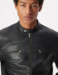 Blouson cuir noir zipp&eacute; Homme-4