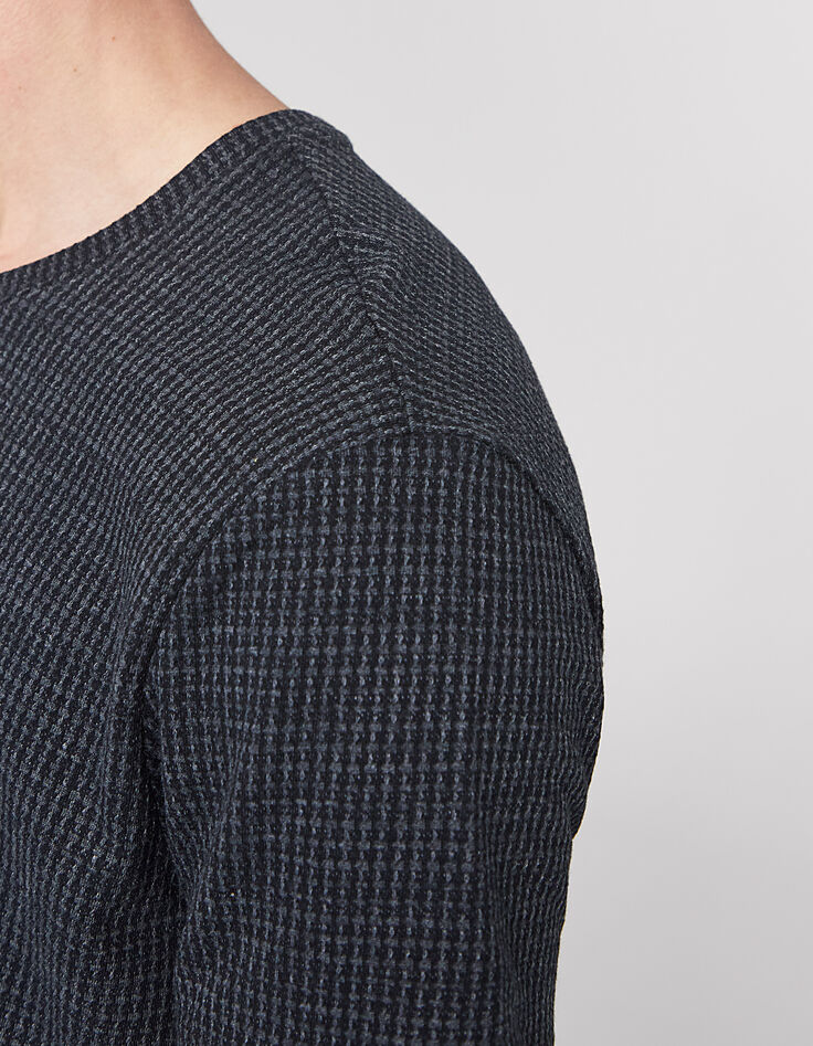 Men’s charcoal grey and black houndstooth T-shirt-5