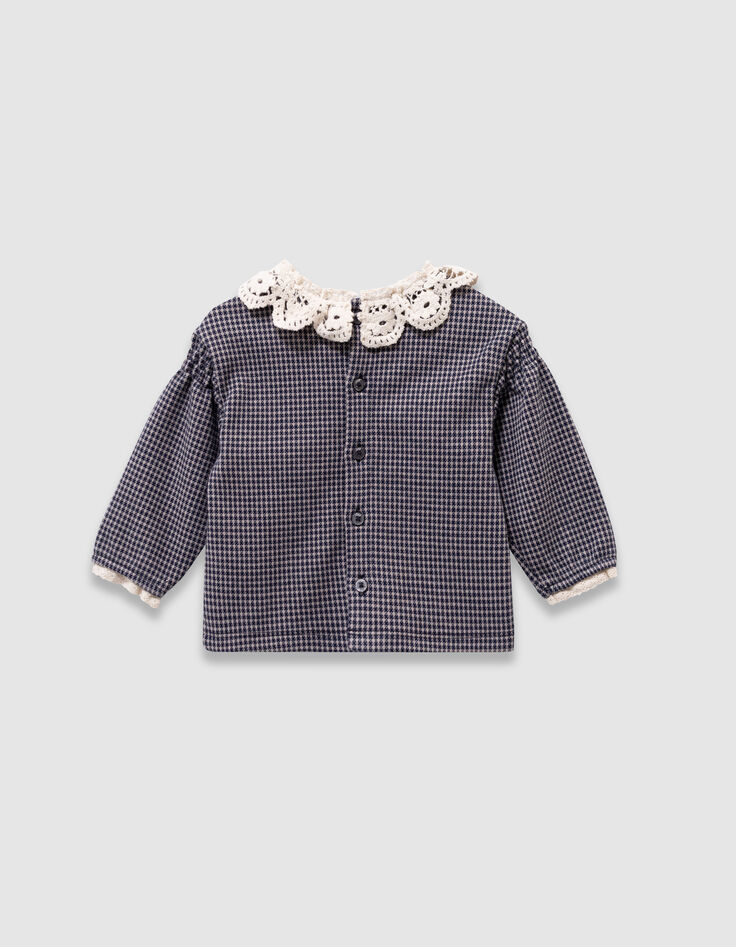 Marine blouse pied-de-poule kanten kraag babymeisjes-3