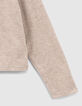 Girls&rsquo; beige hooded T-shirt with XL print on back-5