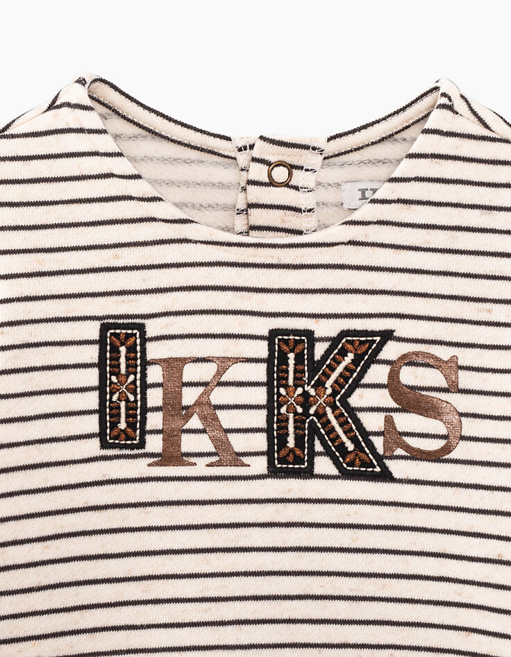 Matrozenjurk in twee materialen met plooirok babymeisjes-3