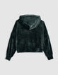 Gr&uuml;ner Samtstrick-Kapuzenpullover f&uuml;r M&auml;dchen-3