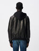 Bomber negro cuero pieza extra&iacute;ble Hombre-3