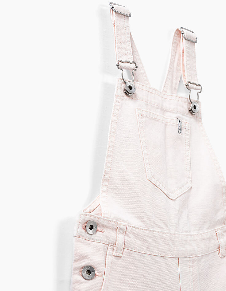Hellrosa Mädchenjeanslatzhose im Cargostil-5