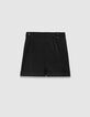 Schwarze Damenledershorts mit Revers-6