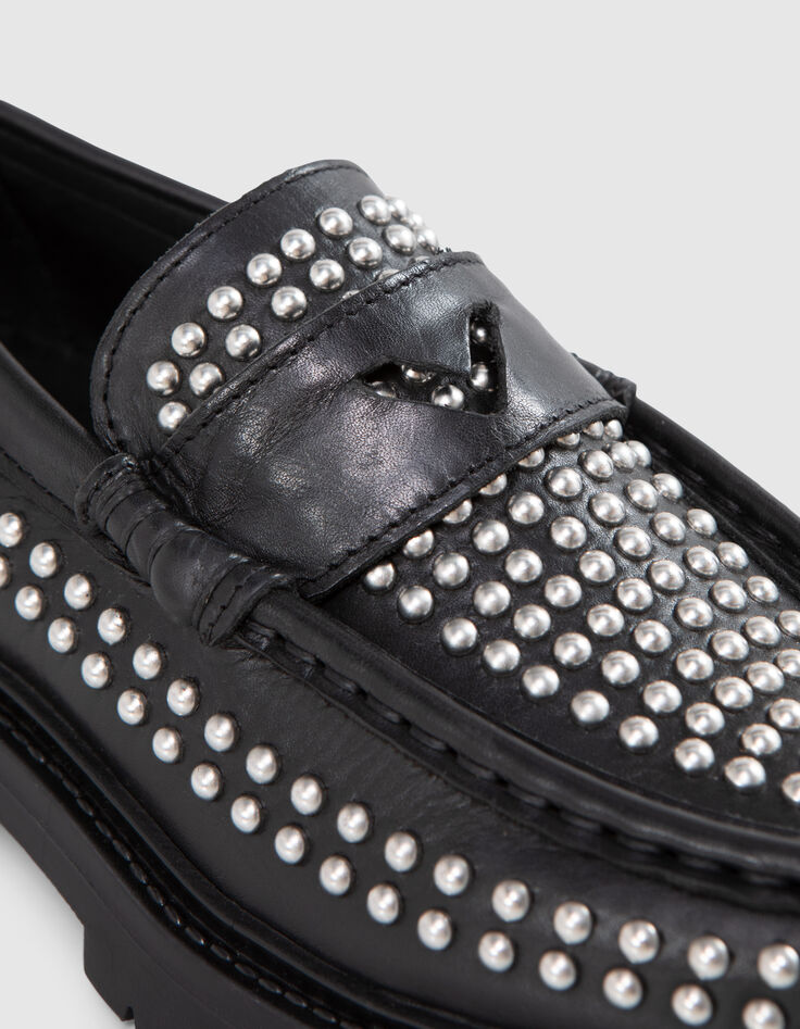 Damesschoenen zwart leer met stud decoratie-5 Damesschoenen zwart leer met stud decoratie-5