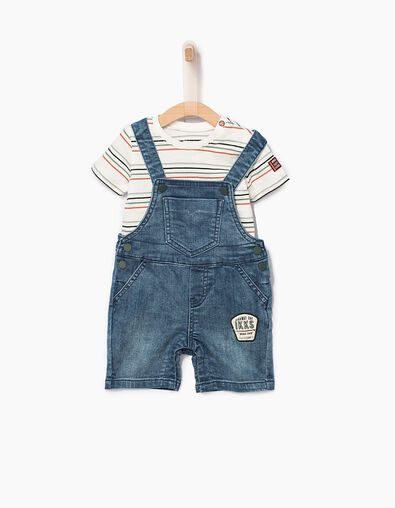 Conjunto camiseta y peto vaquero bebé niño  - IKKS