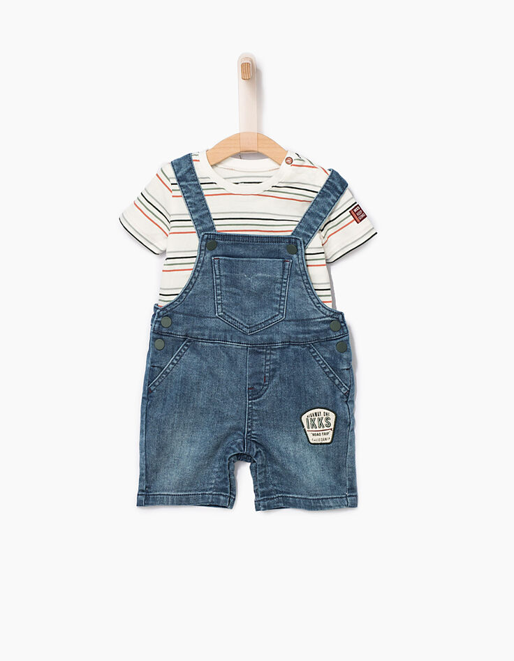 Conjunto camiseta y peto vaquero bebé niño -1