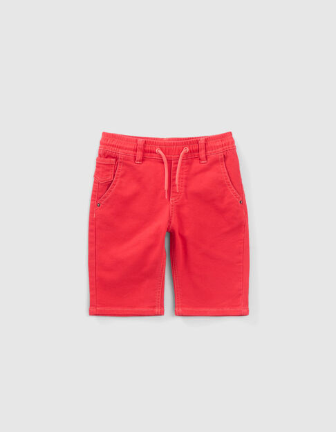Bermuda en jean rouge ceinture élastiquée garçon