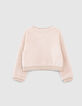 Sandfarben meliertes M&auml;dchen-Sweatshirt mit Message-3