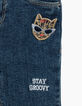 Girls' stone blue skinny jeans+patches+embroidery-3