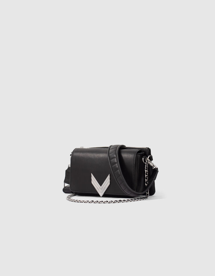 De 111 Romy tas in zwart Chrome Free lamsleer dames-2
