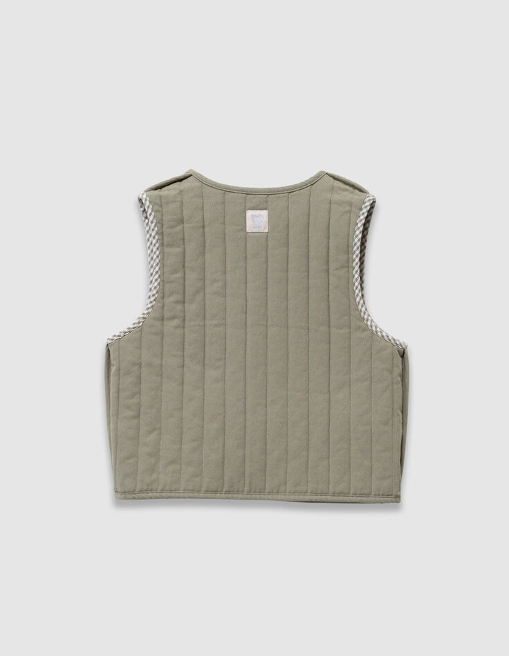 &Auml;rmellose, wendbare Weste in Khaki und Gingham M&auml;dchen-8